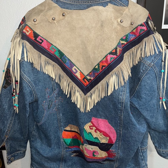 Vintage Fringed Jordache Blue Jean Stitched Jacket - Picture 8 of 12
